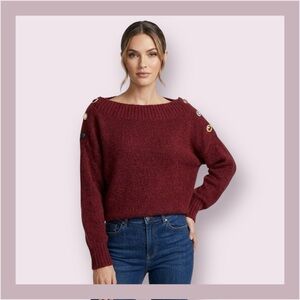 Veronica Beard Burgundy Chase Alpaca-Wool Blend Sweater